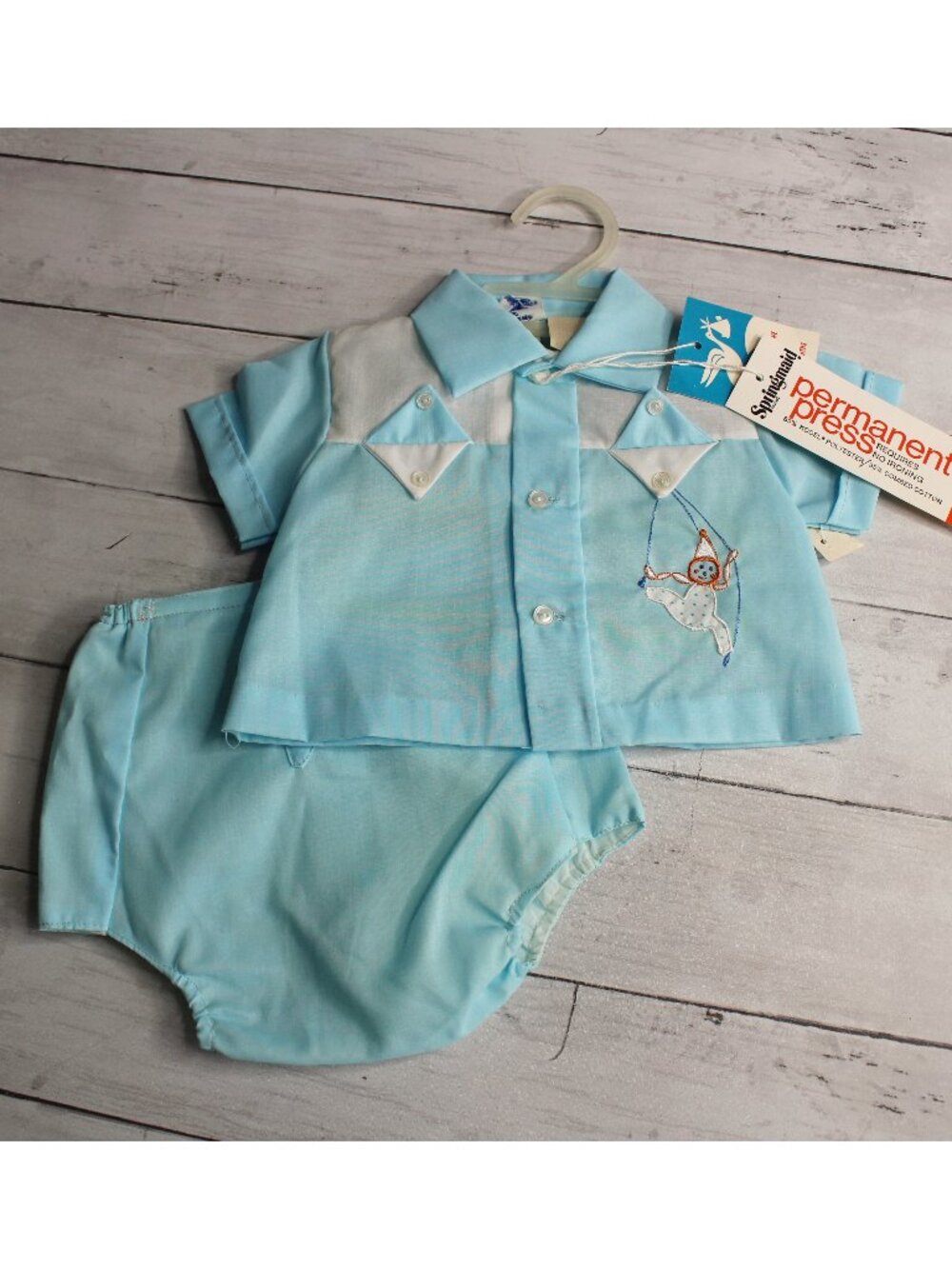 Vintage Cradle Togs Baby Boy's Shirt Diaper Cover Outfit Size 0-3 Months Clown